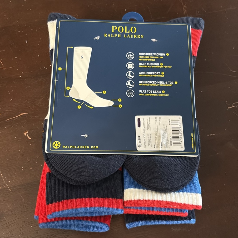Polo Ralph Lauren Polo USA Crew 6-Pack Socks - Picture 5 of 6
